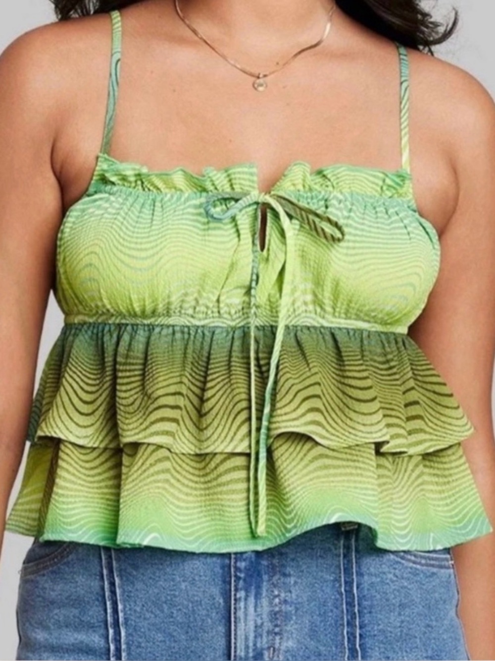 NWT Wild Fable Tiered Ruffle Tank Top Size XXS Summer Baby Doll Top Y2K Style